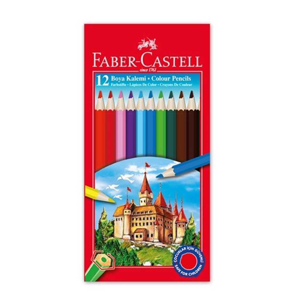 Faber Castell Karton Kutu Kuru Boya Kalemi 12 Renk Tam Boy