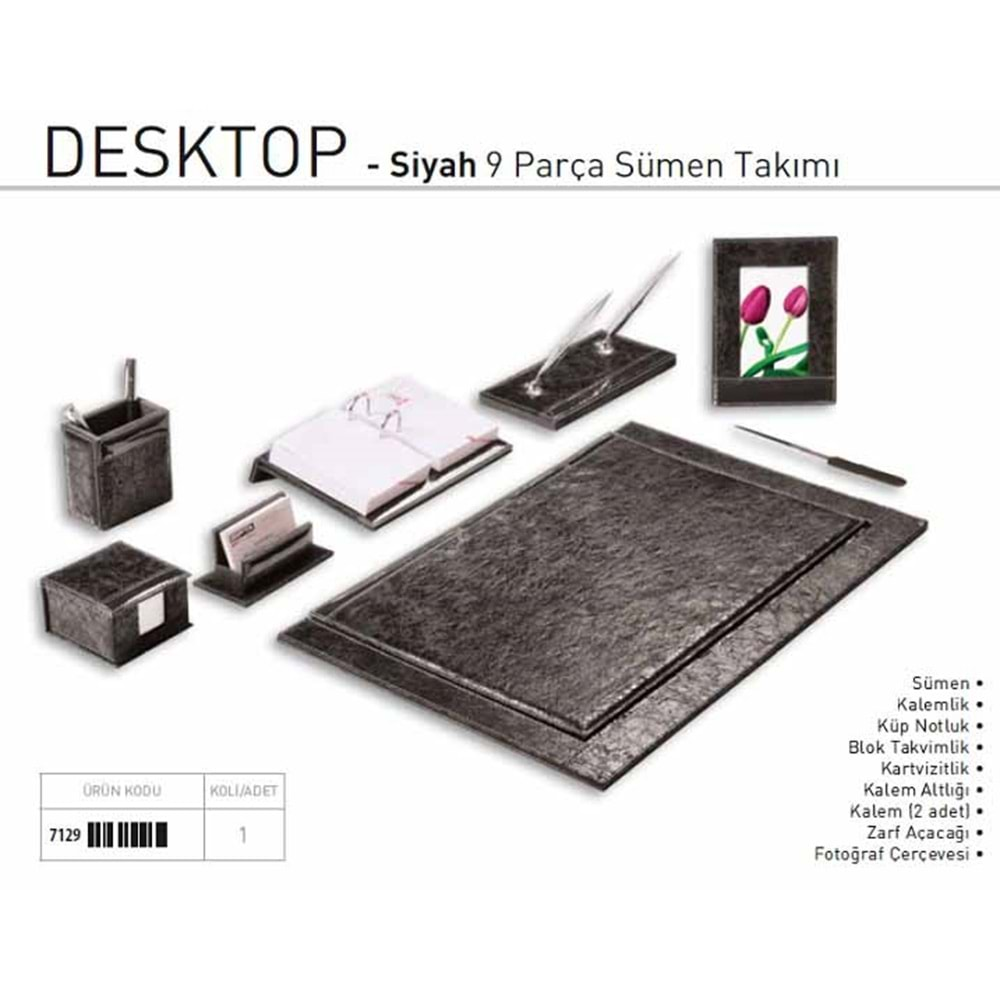 Gıpta Desktop 9 Parça Sümen Takımı Siyah 7129