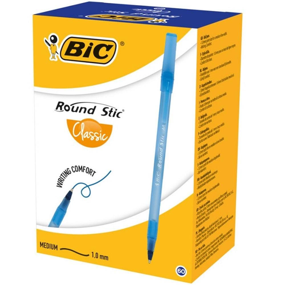 Bic Round Stic Classic M Uç 1.0 mm Tükenmez Kalem 60 lı Mavi