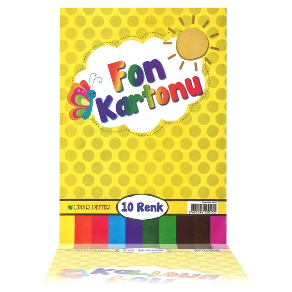 Çınar Fon Kartonu 10 Renk Karışık 24x34 cm (25x35)