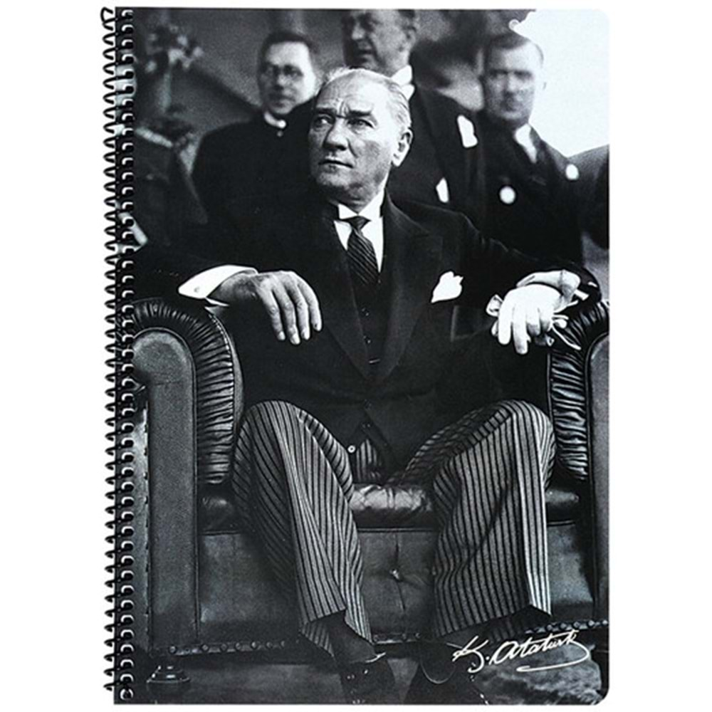 K. Color Atatürk A4 80 Yp Kareli Spiralli Plastik Kapak Defter