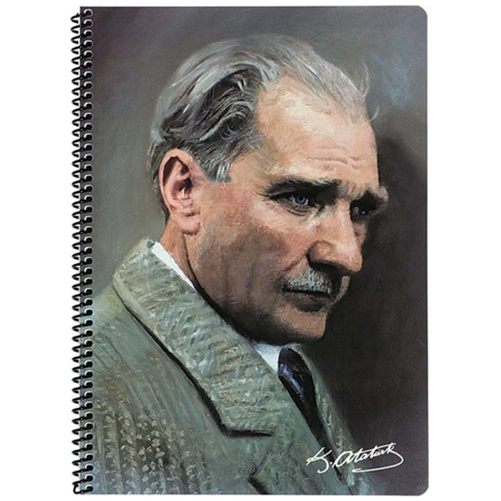 K. Color Atatürk A4 80 Yp Kareli Spiralli Plastik Kapak Defter