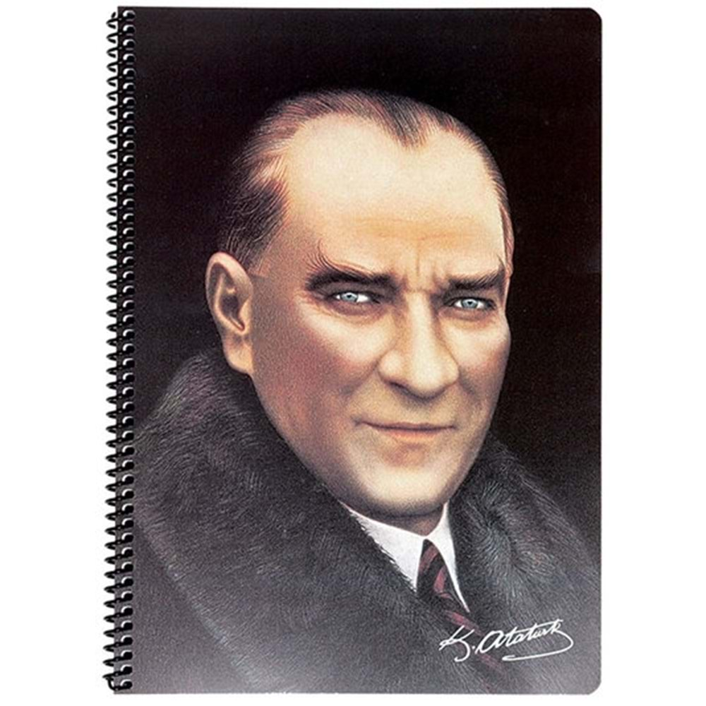 K. Color Atatürk A4 80 Yp Kareli Spiralli Plastik Kapak Defter