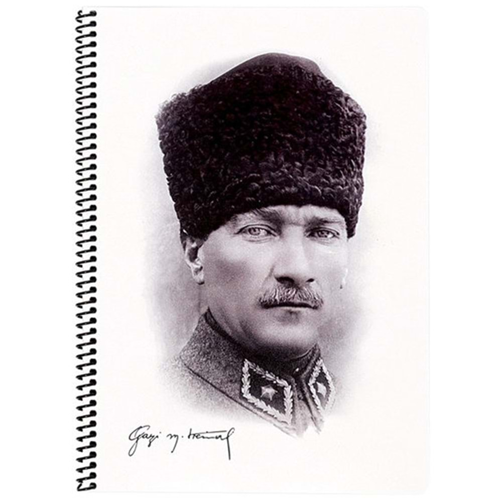 K. Color Atatürk A4 80 Yp Kareli Spiralli Plastik Kapak Defter