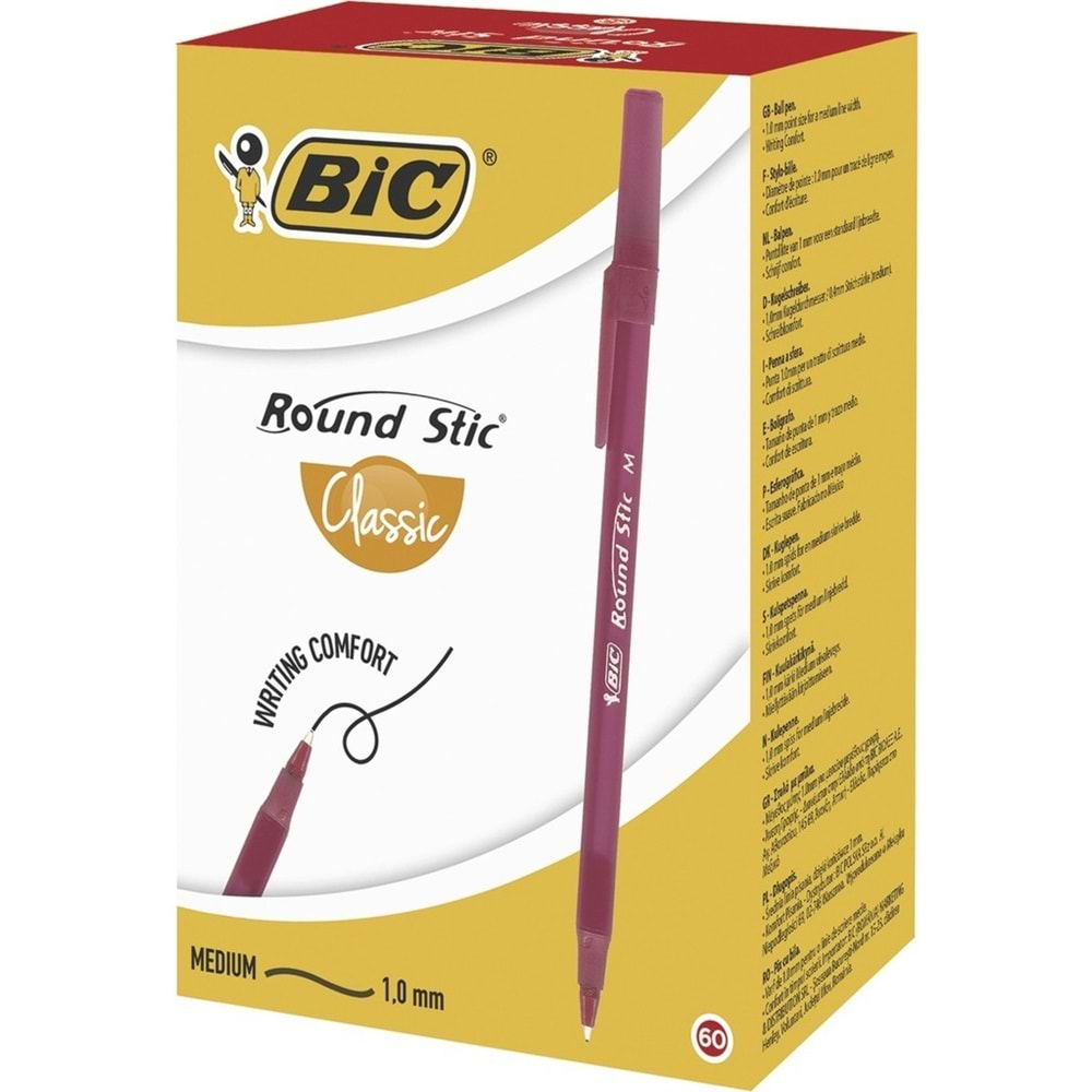 Bic Round Stic Classic M Uç 1.0 mm Tükenmez Kalem 60 lı Kırmızı