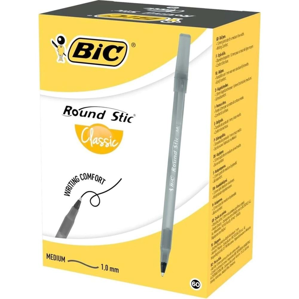 Bic Round Stic Classic M Uç 1.0 mm Tükenmez Kalem 60 lı Siyah