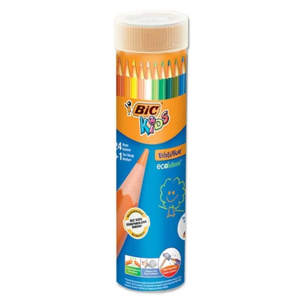 Bic Evolution Kuru Boya Metal Tüp 24 + 1 Renk