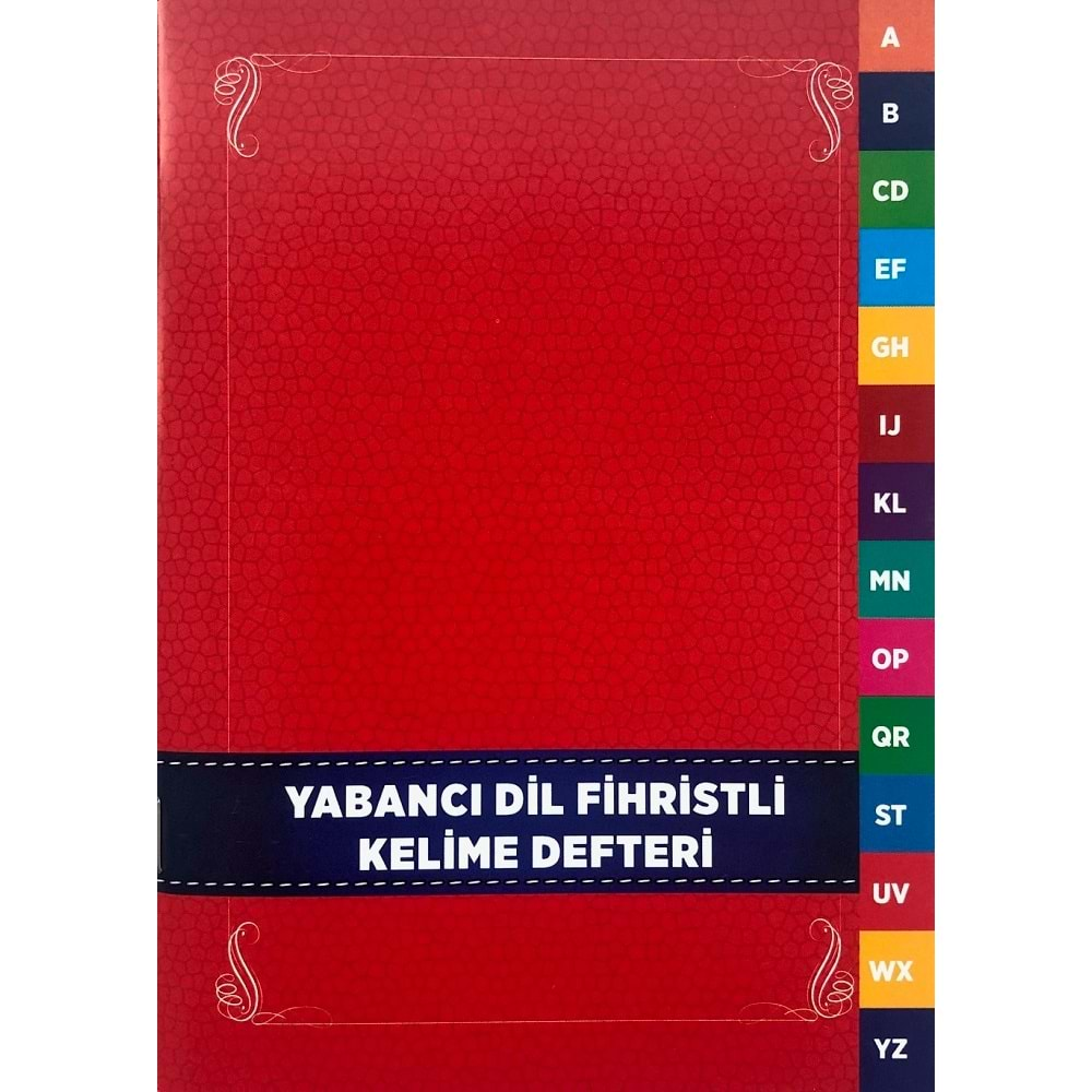 Karatay Yabancı Dil Kelime Defteri Fihristli Karton Kapak 96 Syf