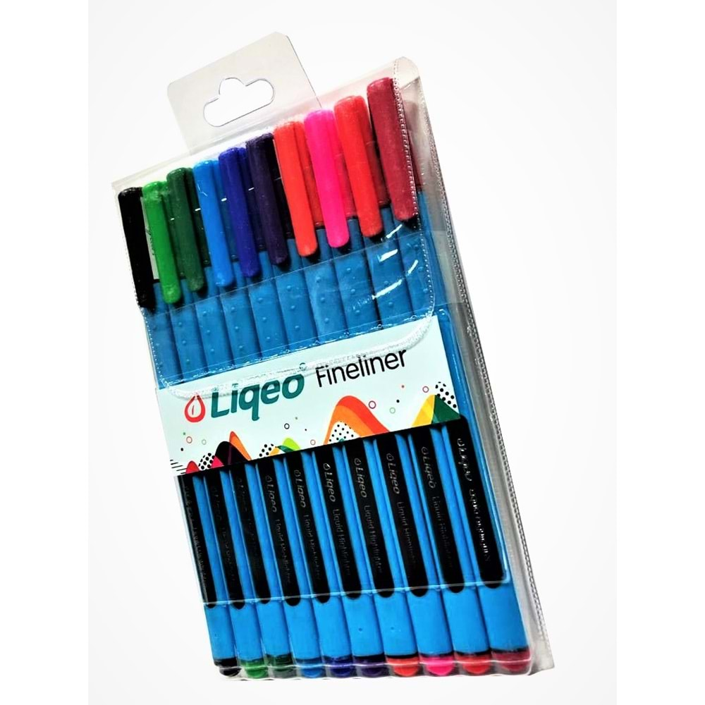 Liqeo Liquid Fineliner 0.4 mm 10 Renk Set F-8027-10PVC