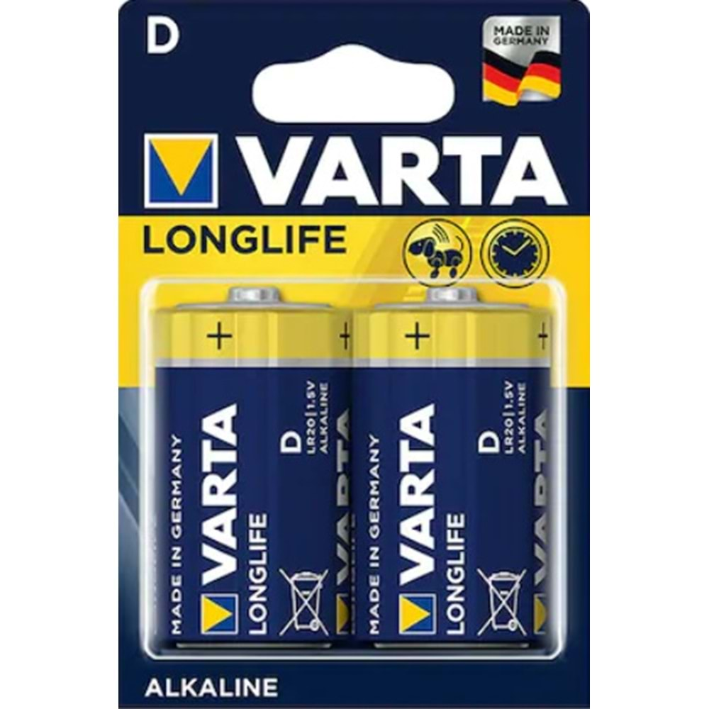 Varta Long Life D Alkaline Büyük Boy 2 li Blister 4120