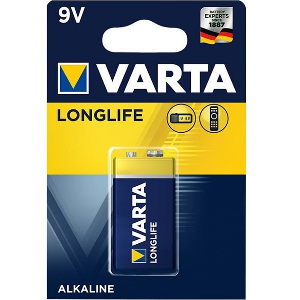 Varta Longlife Ekstra Alkaline 9 Volt Dikdörtgen Pil 4122