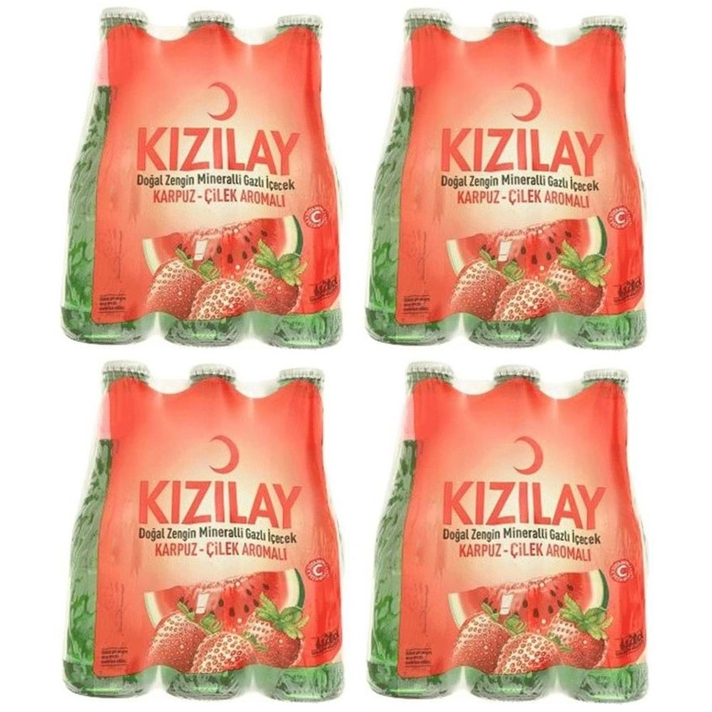 Kızılay Karpuz-Çilek Aromalı Maden Suyu Soda 200 ml. 24 lü