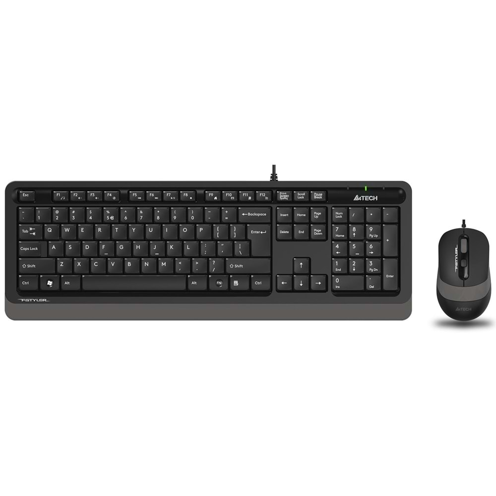 A4 Tech F1010 Gri Q Kablolu Klavye+Optik Mouse Set