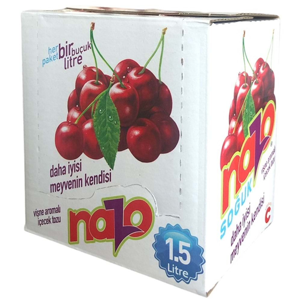 Nazo Vişne Aromalı İçecek Tozu 9 gr x 24 Paket Her Paket 1,5 lt