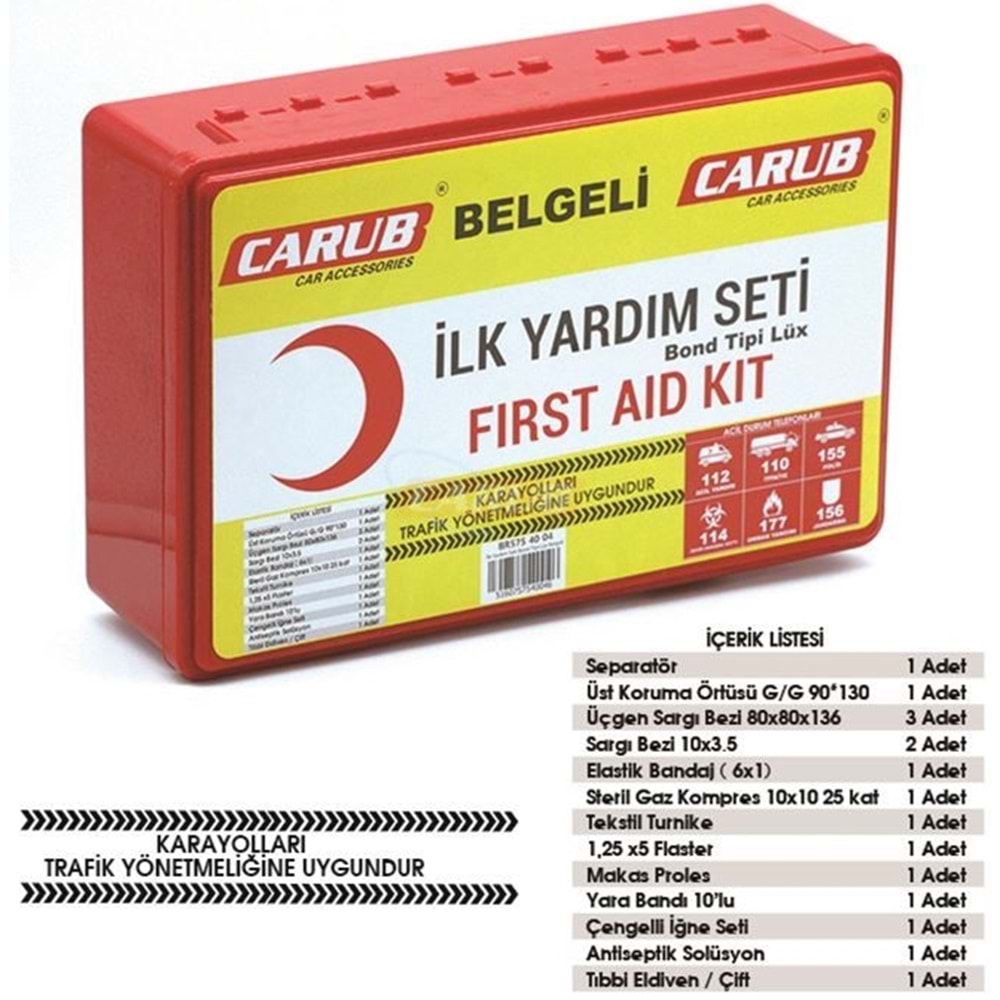 CARUB Belgeli İlk Yardım Seti Bond Tipi Lüx
