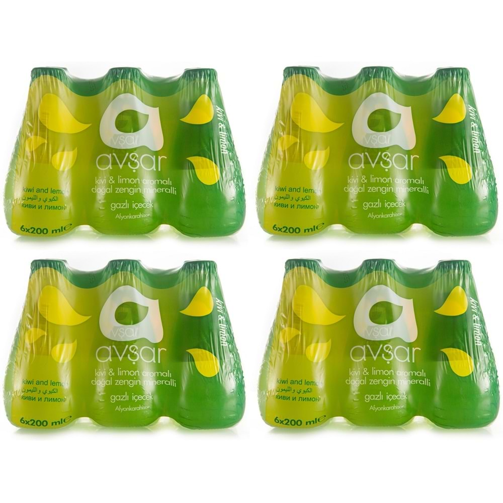 Avşar Kivi & Limon Aromalı Maden Suyu Soda 200 ml. 24 lü