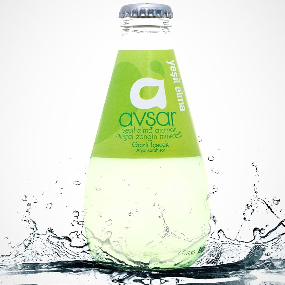 Avşar Yeşil Elma Aromalı Maden Suyu Soda 200 ml. 24 lü