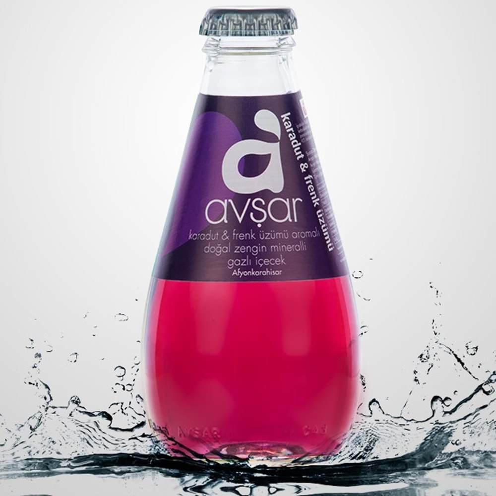 Avşar Karadut & Frenk Üzümü Aromalı Maden Suyu Soda 200 ml. 24 lü