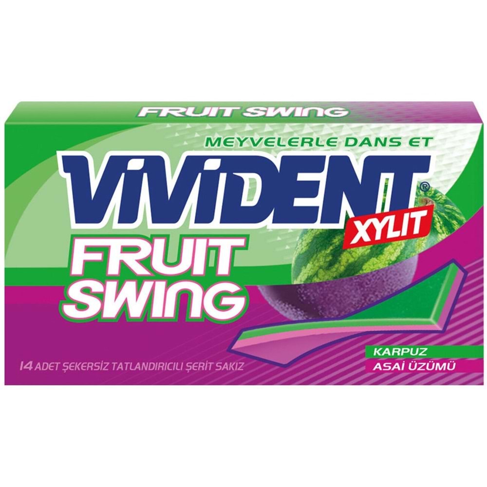 Vivident Xylit Fruit Swing Şerit Sakız Karpuz Asai Üzümü 14 Adet
