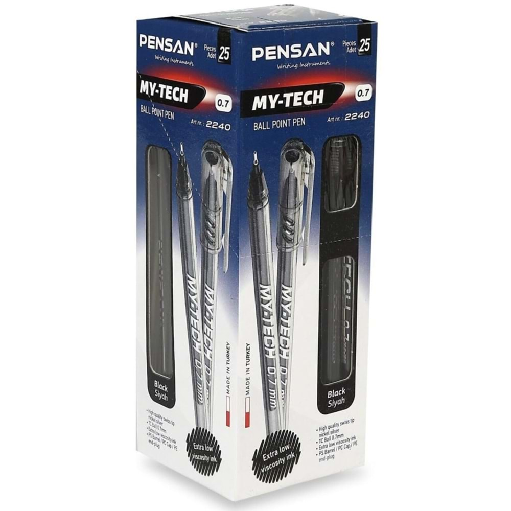 Pensan My-Tech Tükenmez Kalem 0.7 mm Siyah 25 Adet