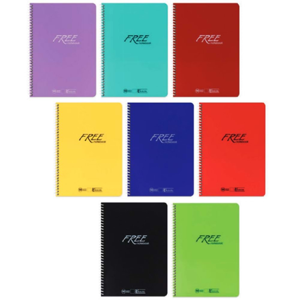 K. Color Free A4 120 Yaprak Çizgili Plastik Kapak Spiralli Defter