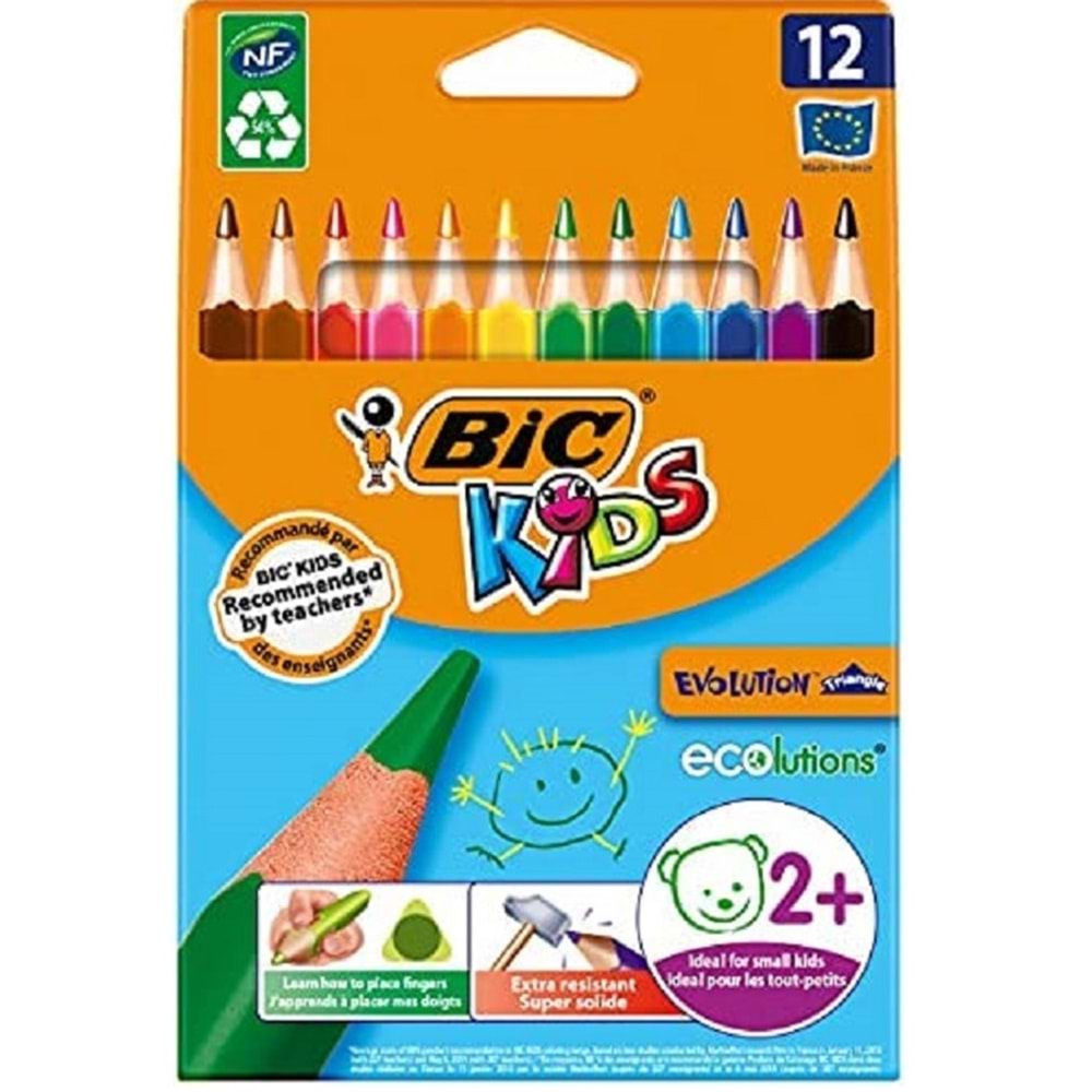 Bic Evolution Üçgen Jumbo Boya Kalemi 12 Renk