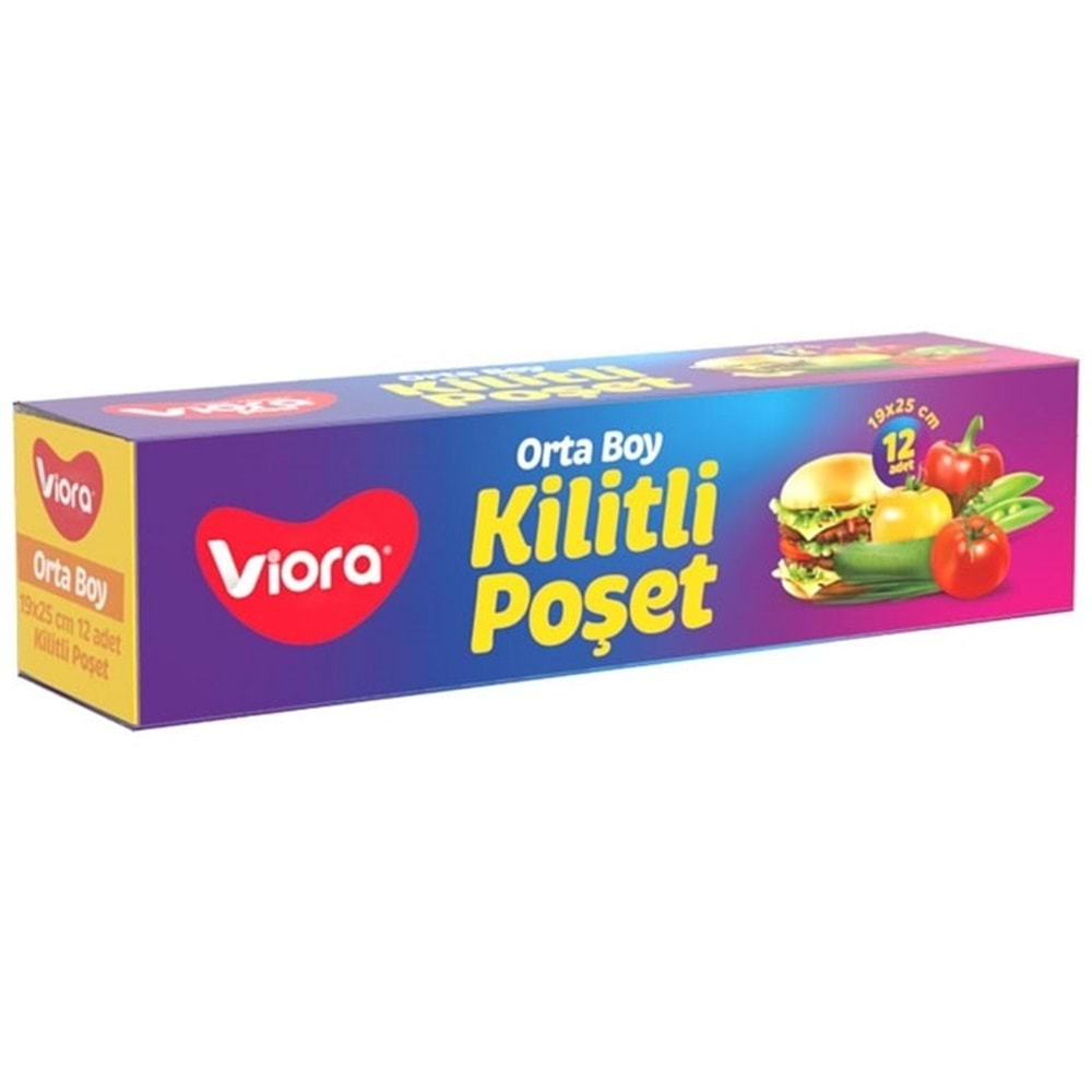 Vioraplast Kilitli Poşet Orta Boy 19x25 cm 12 Adet