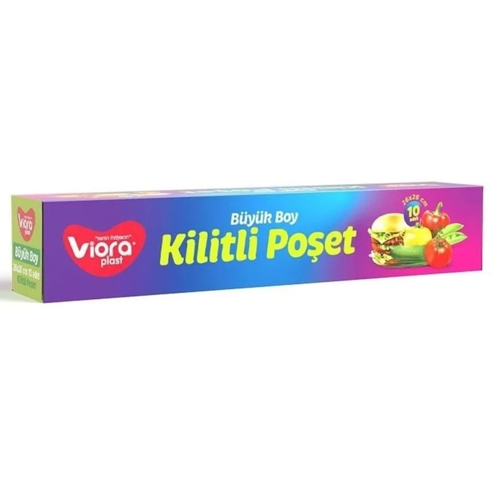 Vioraplast Kilitli Poşet Büyük Boy 26x28 cm 10 Adet