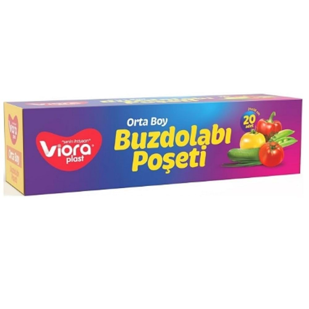 Vioraplast Buzdolabı Poşet Orta Boy 24x38 cm 20 Adet