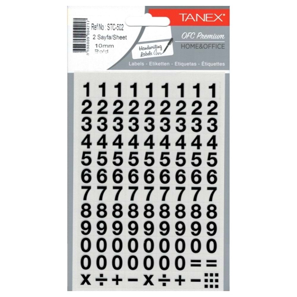 Tanex Rakam Etiketi STC-502 10 mm Bold 2 Adet