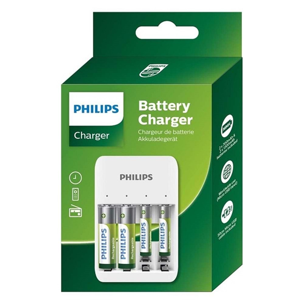 Philips Şarj Makinesi AA/AAA 4 lü Mikro Usb