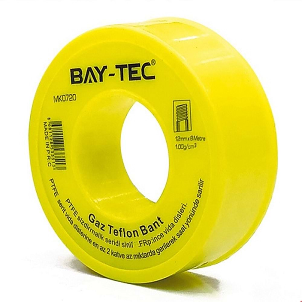 Baytec Teflon Bant Gaz 12 mm x 8 mt Mk0720 10 lu