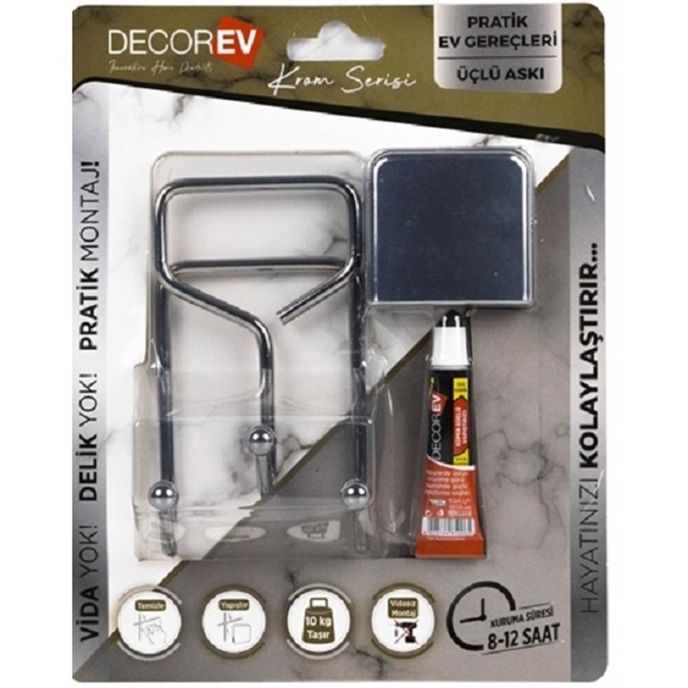 Decorev Üçlü Askı Metal Krom DC-4773