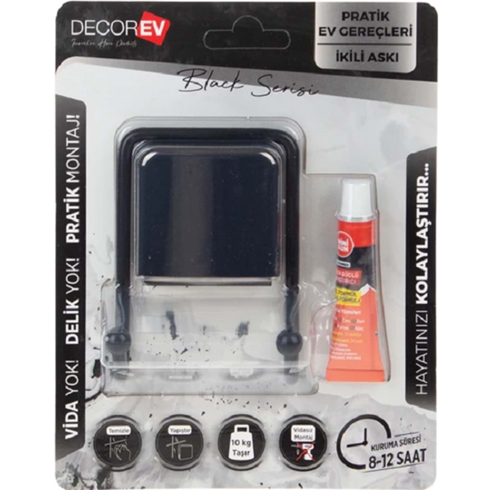 Decorev İkili Askı Siyah DC-5053