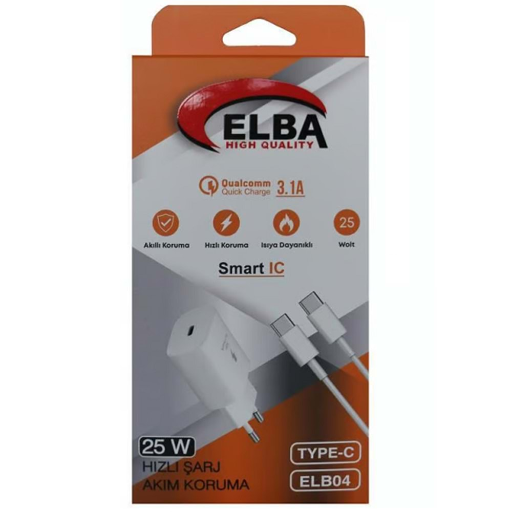 Elba ELB04-PD-25WTypc Beyaz 25W USB Ev Şarj Kafa