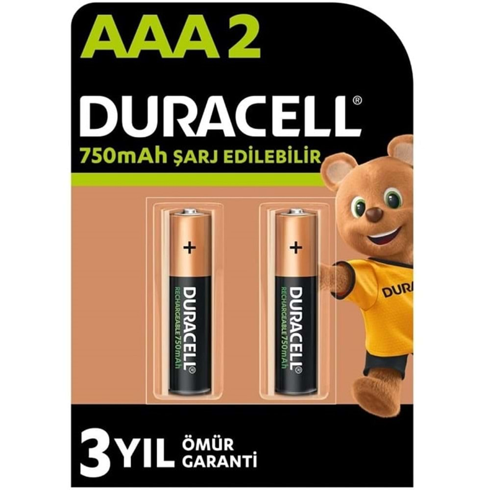 Duracell AAA Şarjlı İnce Pil 2 Adet 750 mah