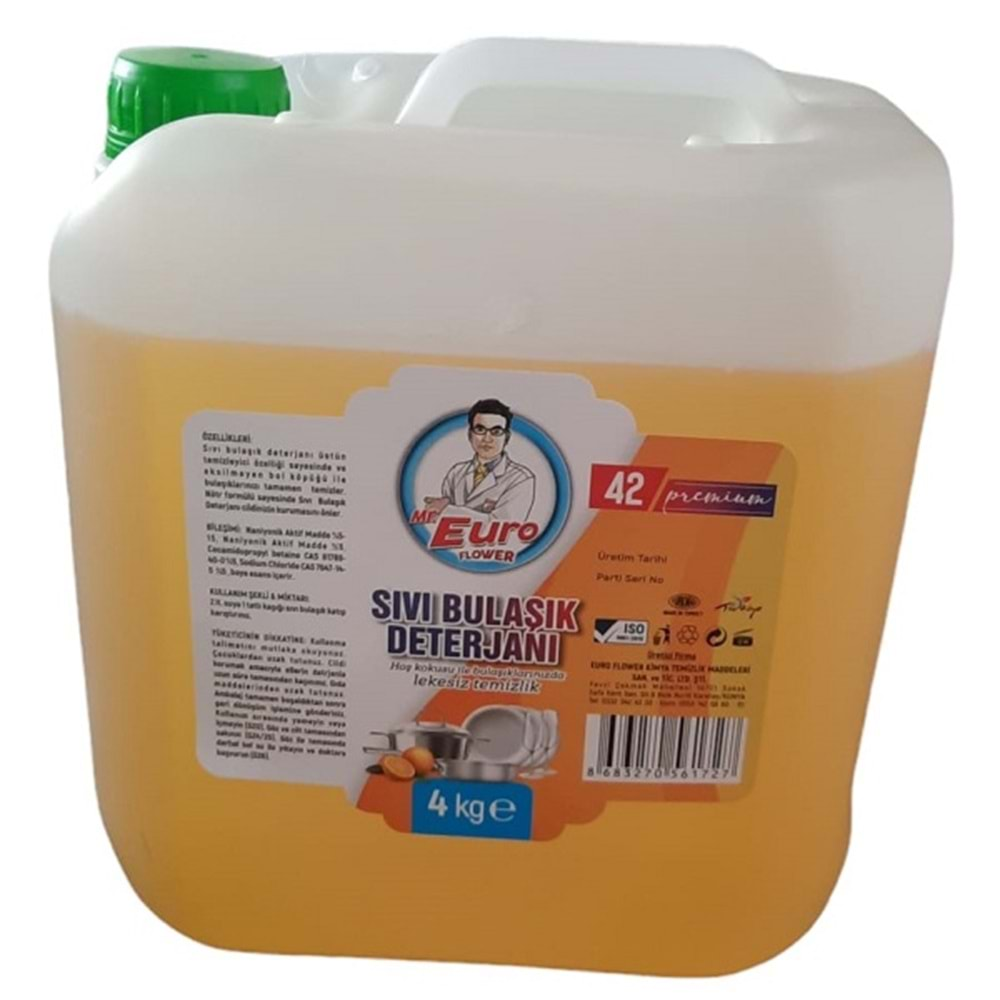 Euro Flower 42 Premium Sıvı Bulaşık Deterjanı 4000 ml.