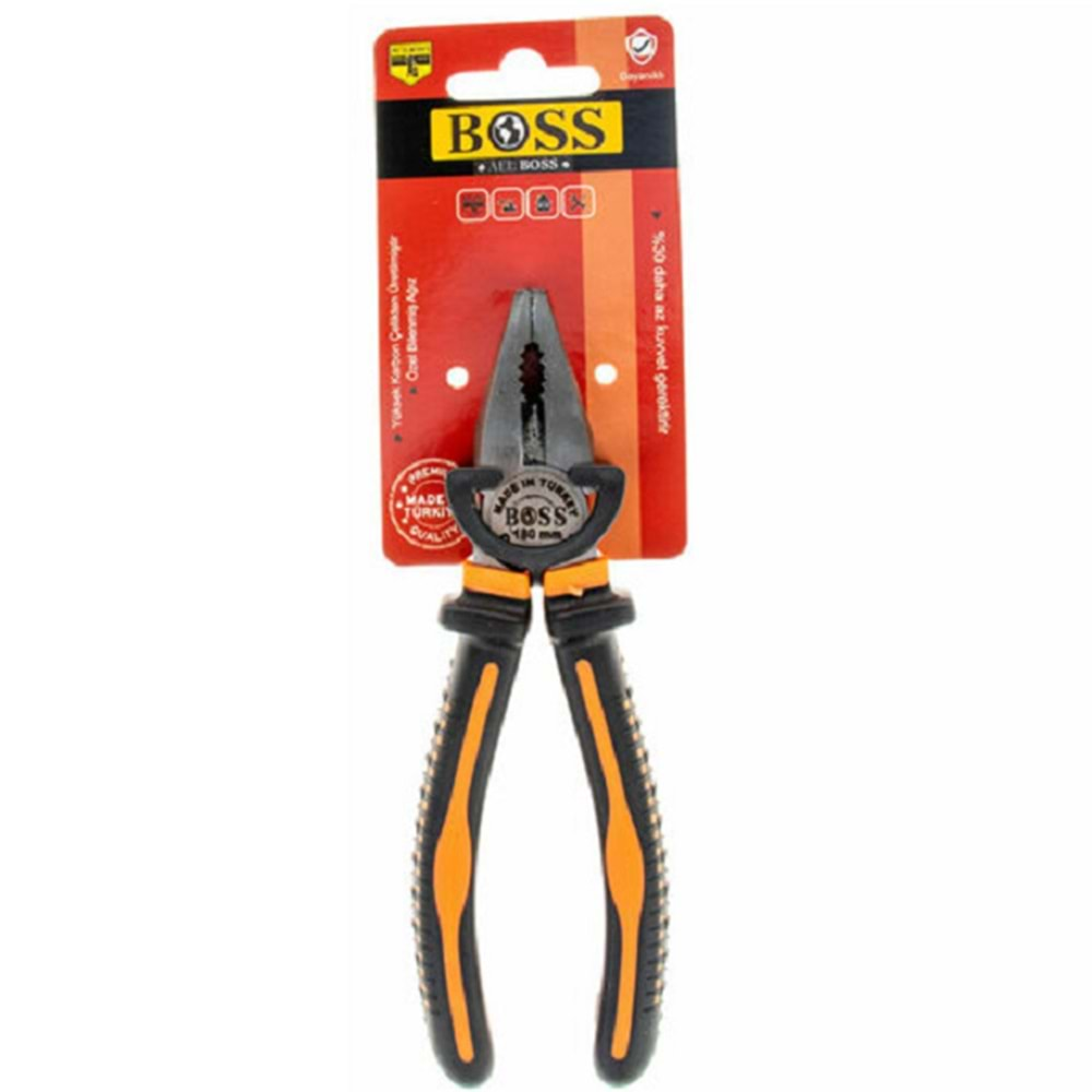 Boss Çelik Pense Siyah 180 mm BOSS 1030