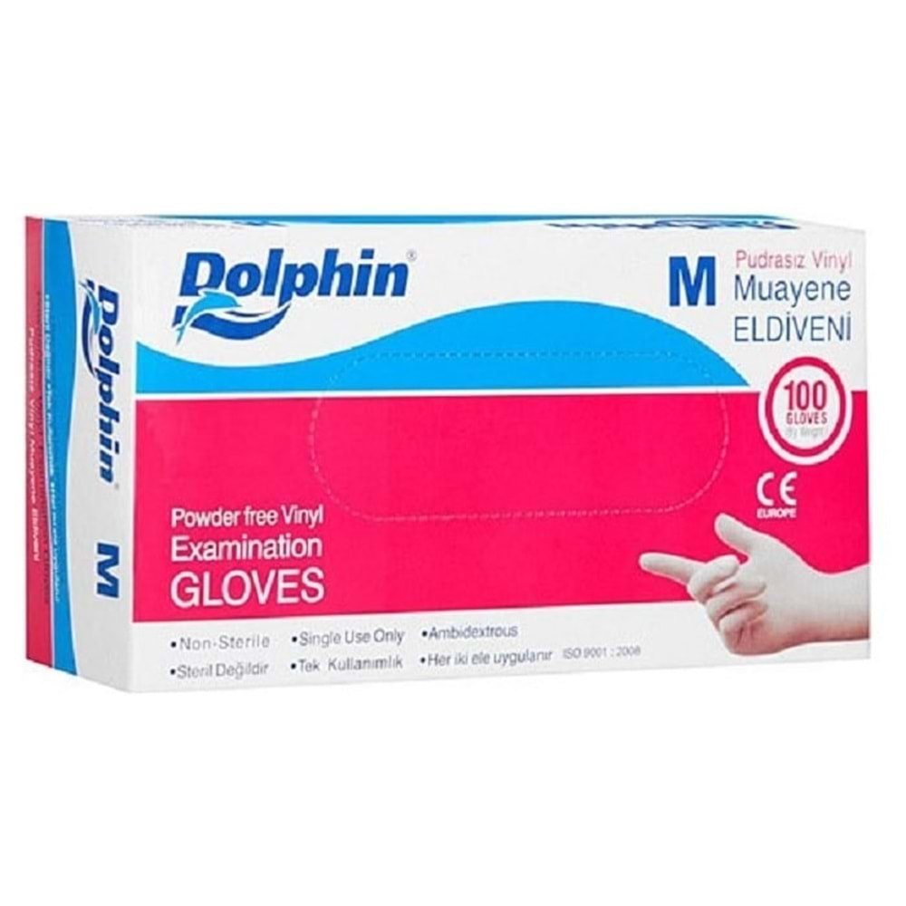 Dolphin M Pudrasız Vinil Muayene Eldiveni 100 Adet