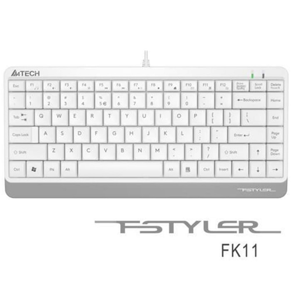 A4 Tech FK11 Kablolu Klavye Mini Beyaz