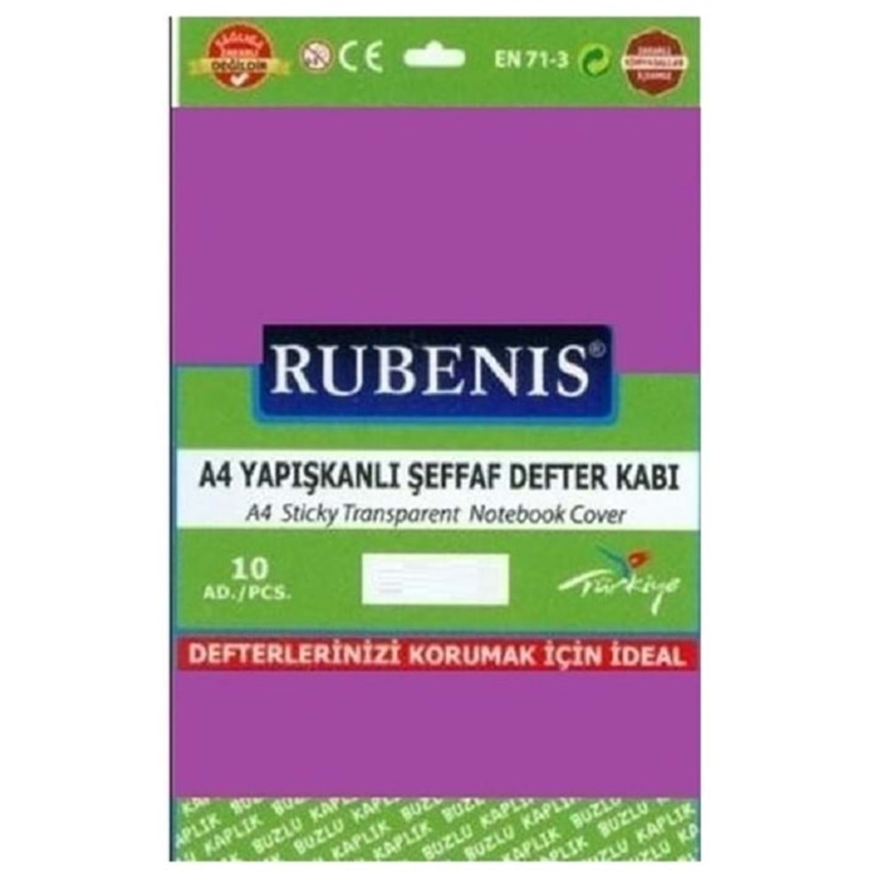 Rubenis Tek Kenarı Yapışkanlı Hazır A4 Defter Mor 10'lu