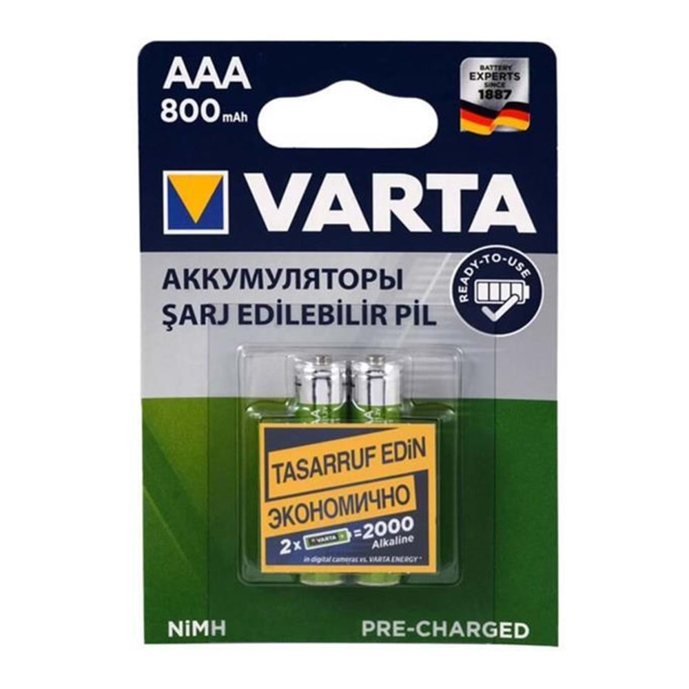 Varta Energy Alkaline Şarj Edilebilir Pil 2*AAA 800 mAh