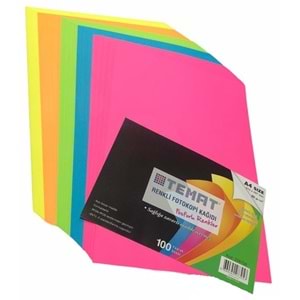 Temat 100 Sayfa Renkli Fotokopi Kağıdı 5 Renk Fosforlu