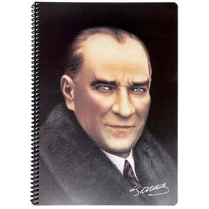 K. Color Atatürk A4 80 Yp Kareli Spiralli Plastik Kapak Defter