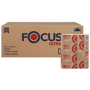 Focus Extra 200 Lü 12 Paket 2 Katlı 22.5 x 24 cm Dispenser Z Havlu