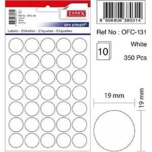 Tanex OFC-131 19 mm Beyaz Ofis Etiketi 10 Adet