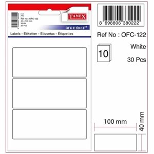 Tanex OFC-122 40x100 mm Beyaz Etiket 10 Adet
