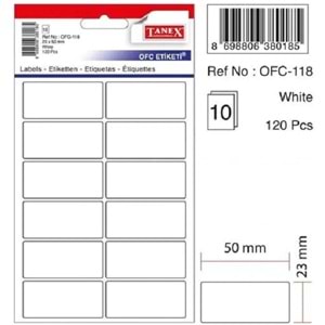 Tanex OFC-118 23x50 mm Beyaz Etiket 10 Adet