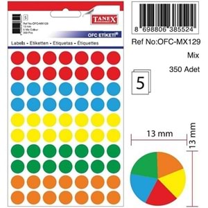 Tanex OFC-129 13 mm Karışık Renk Etiket 5 Adet
