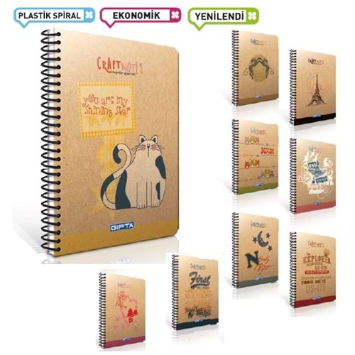 Craft Notes Spiralli Sert Kapak Defter A6 100 Yaprak Kareli